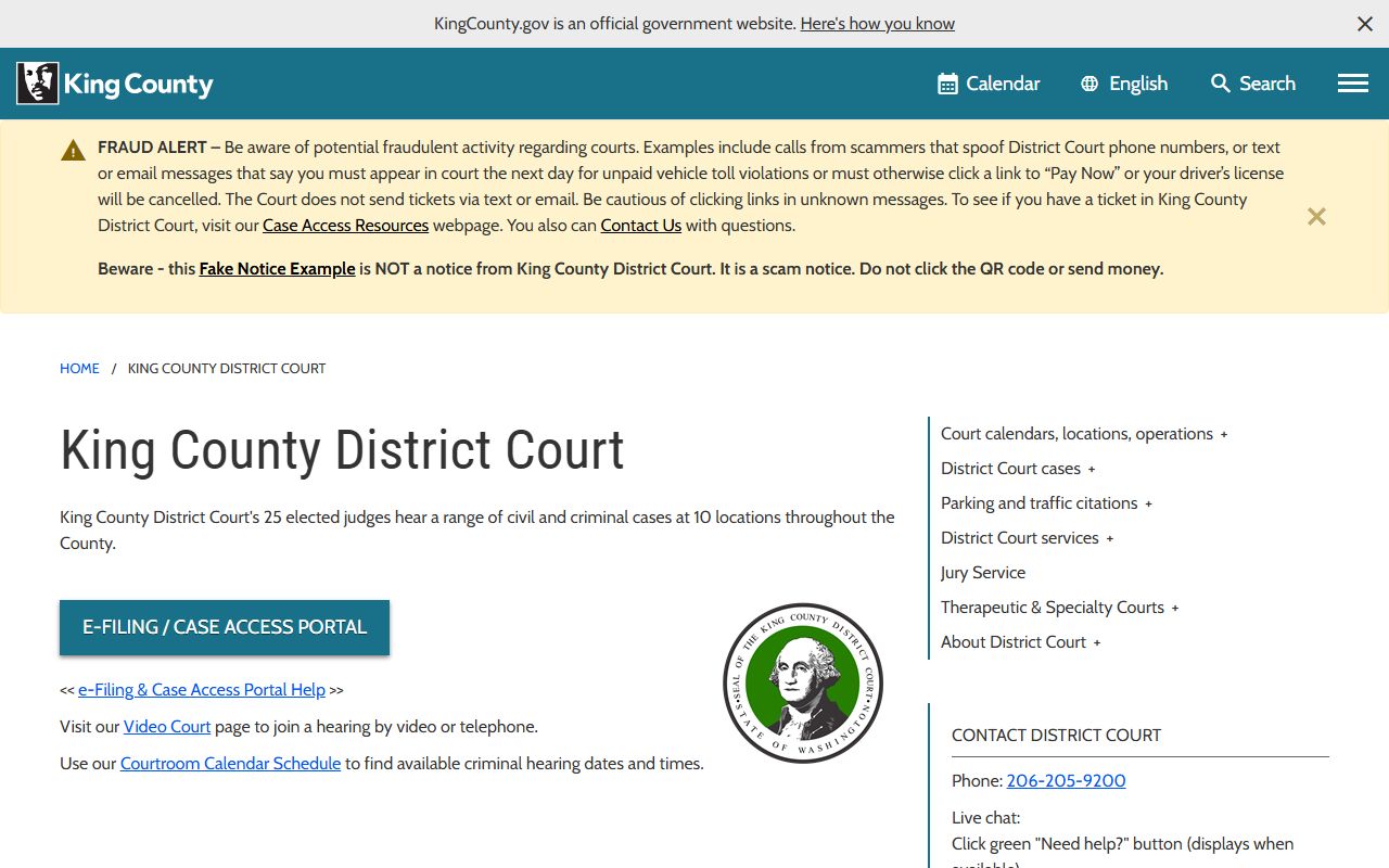 King County District Court South Division serves Auburn divorce records region