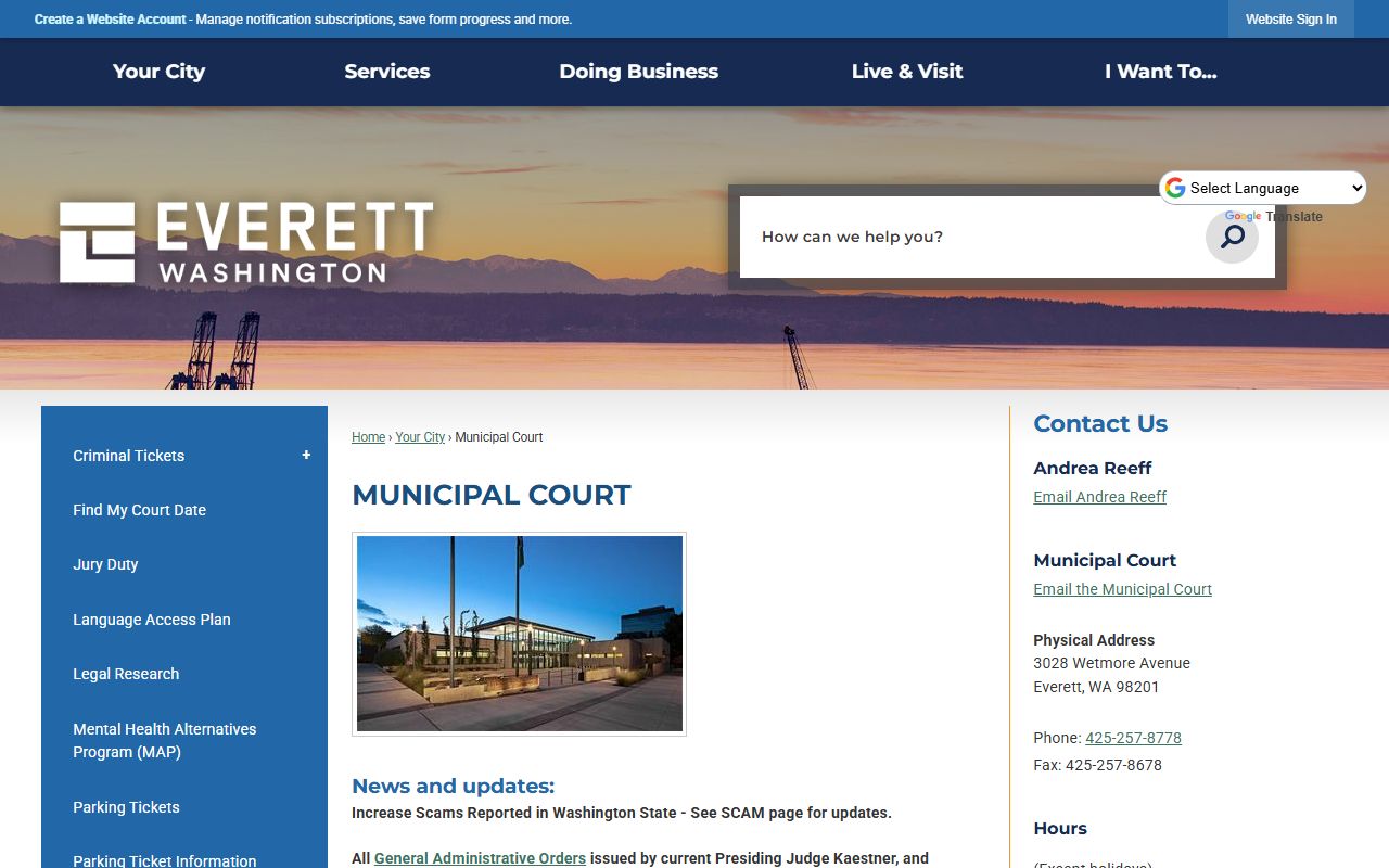 Everett Municipal Court government building