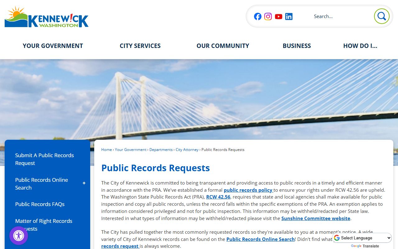 City of Kennewick public records requests divorce records