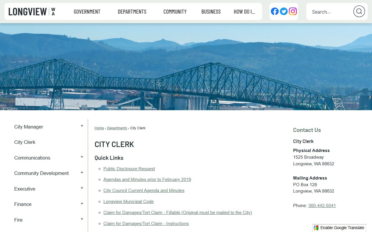 City of Longview government offices and departments