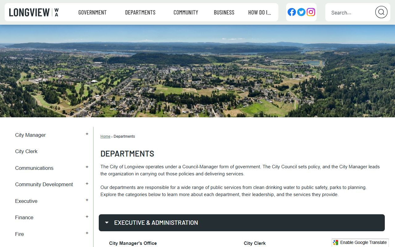 City of Longview departments directory