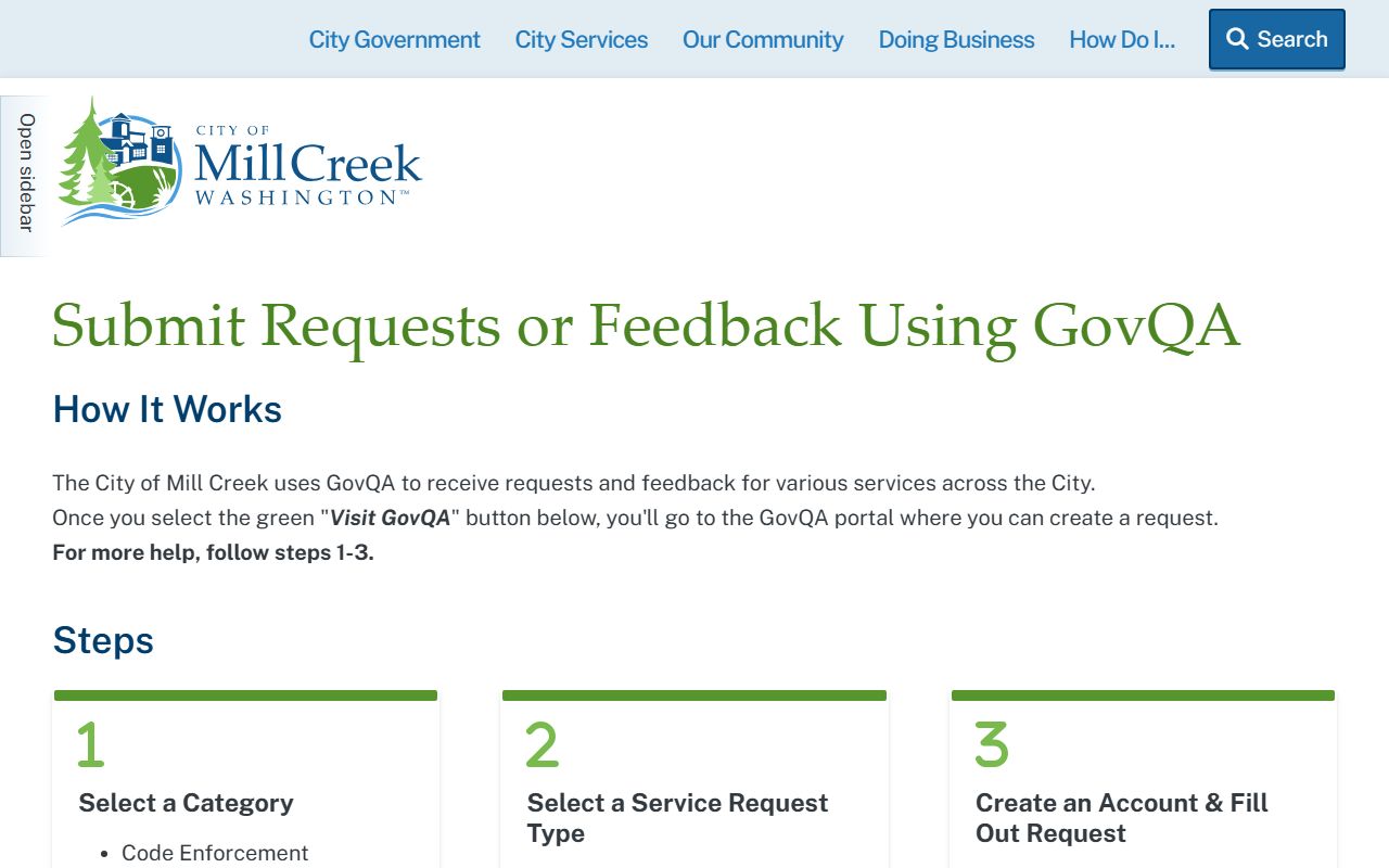 City of Mill Creek public records requests portal for Mill Creek East
