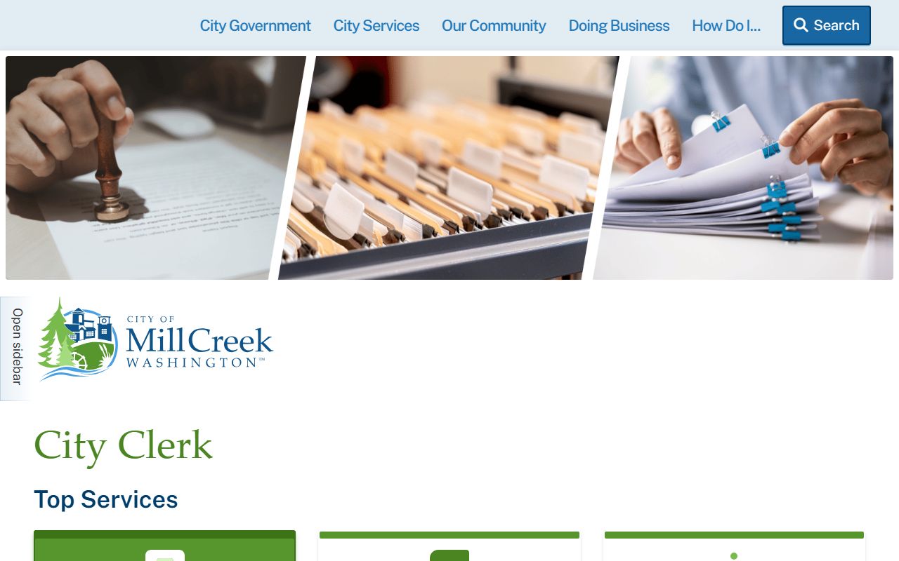 City of Mill Creek Municipal Court page for Mill Creek East divorce records reference