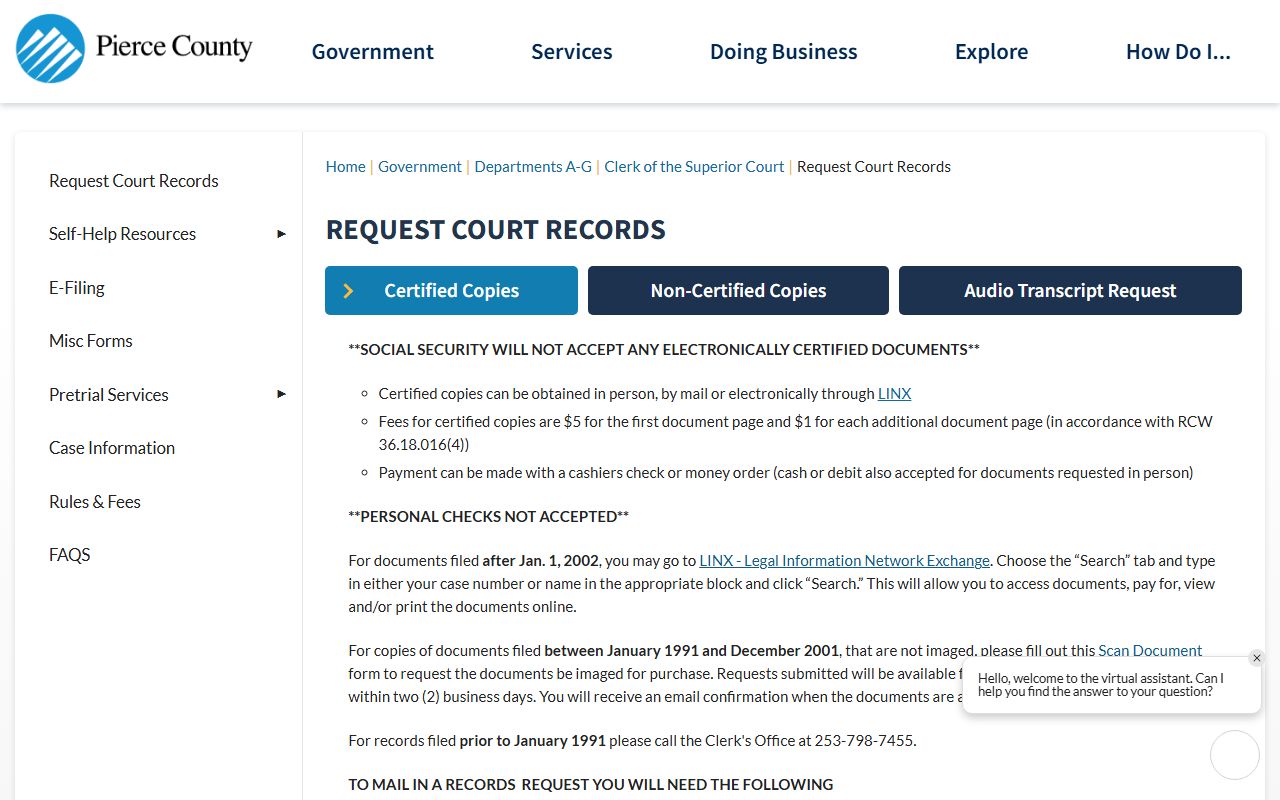 Pierce County Superior Court Parkland divorce records