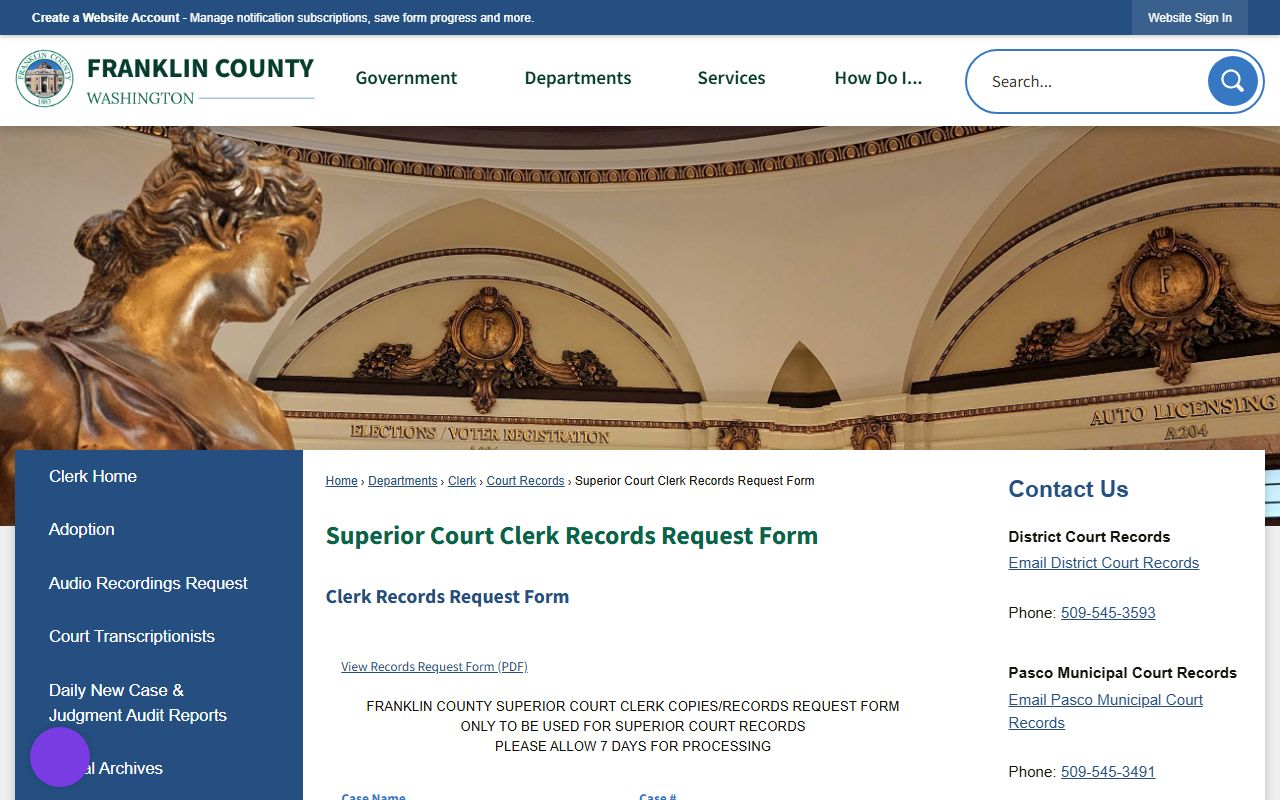 Franklin County Superior Court Pasco dissolution cases
