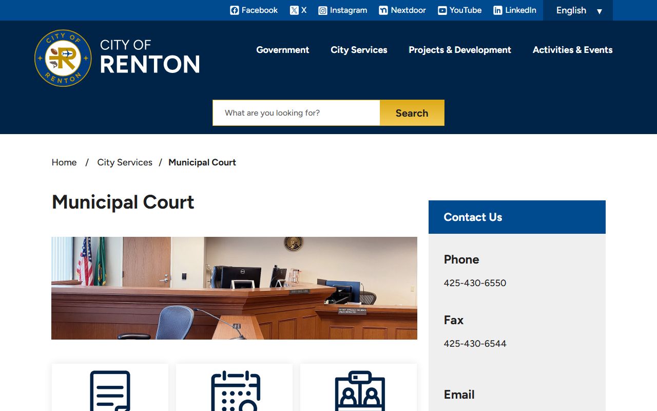 Renton Municipal Court page for divorce records reference