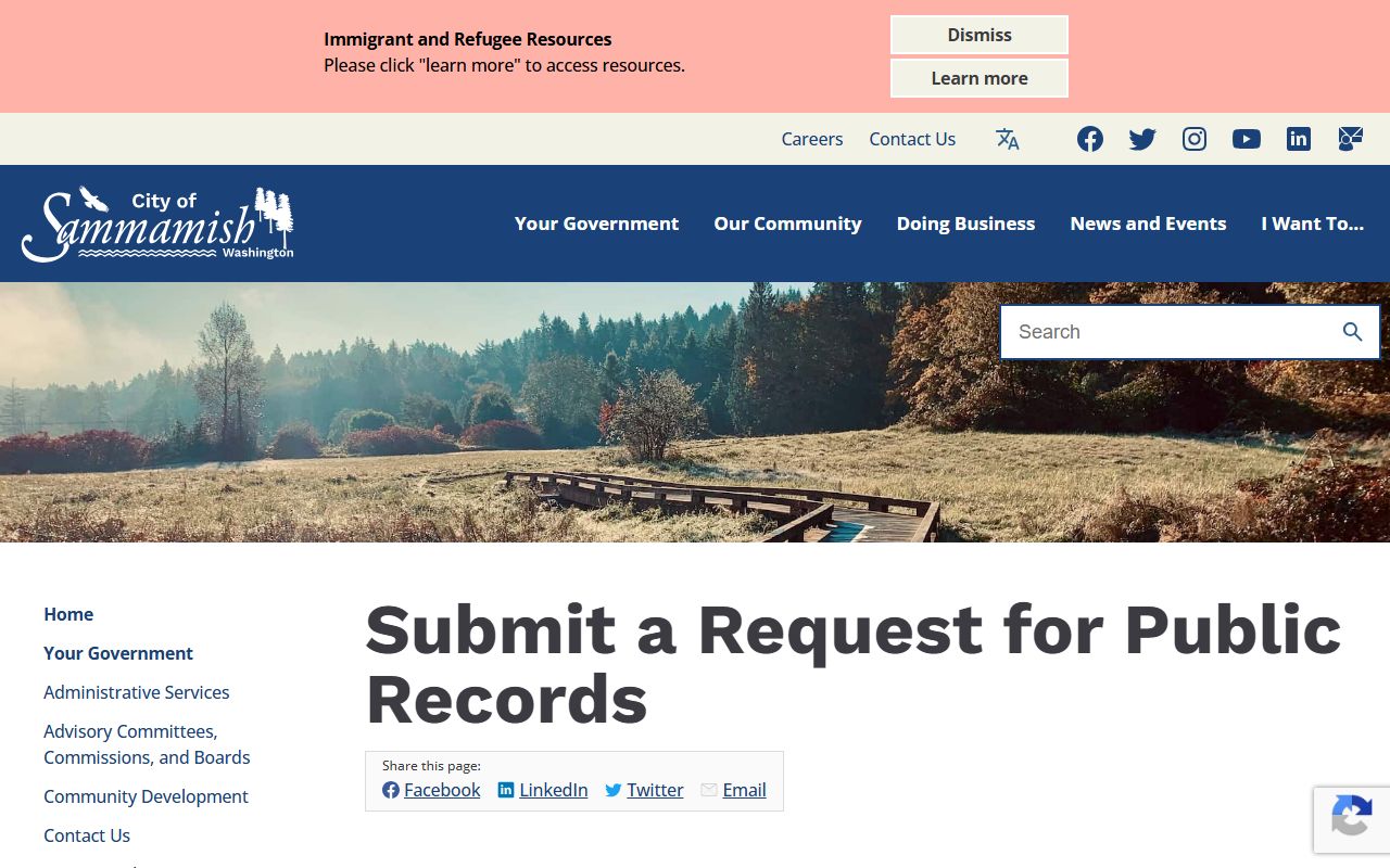Sammamish Submit a Public Records Request for city document requests