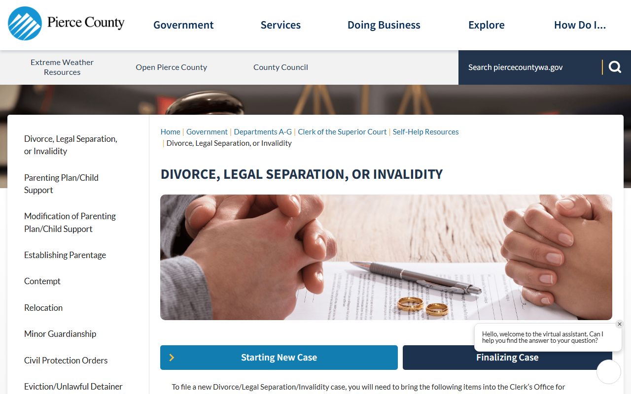 Pierce County Superior Court dissolution resources for South Hill residents