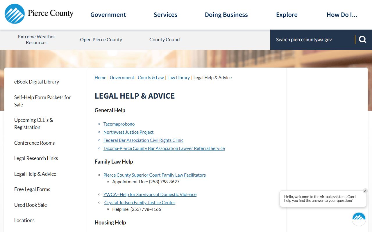 Pierce County Legal Help resources for Spanaway divorce and family law cases