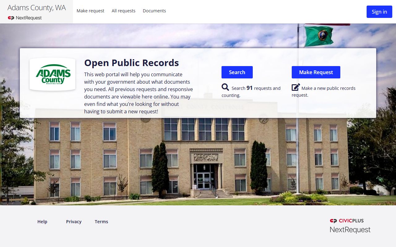 Adams County public records request portal for divorce records