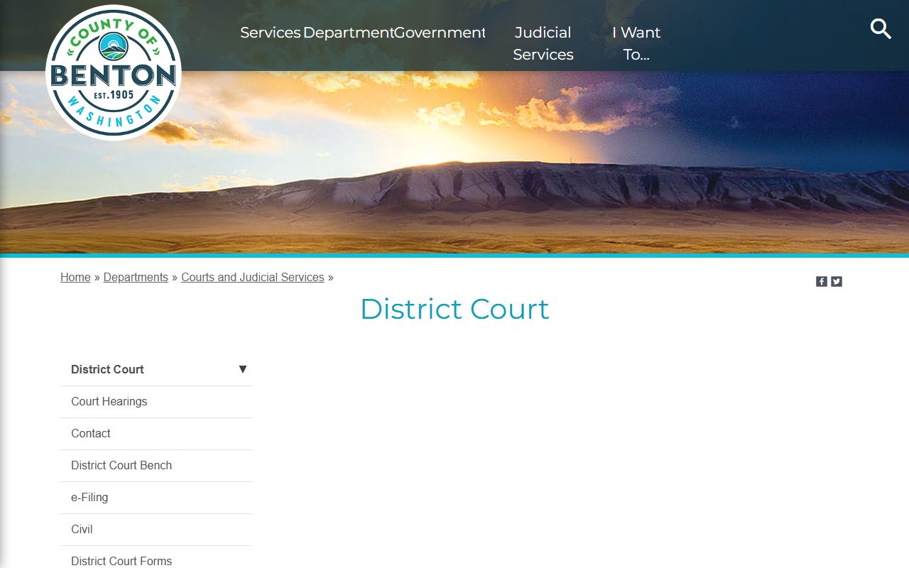 Benton County District Court page showing it does not handle divorce records