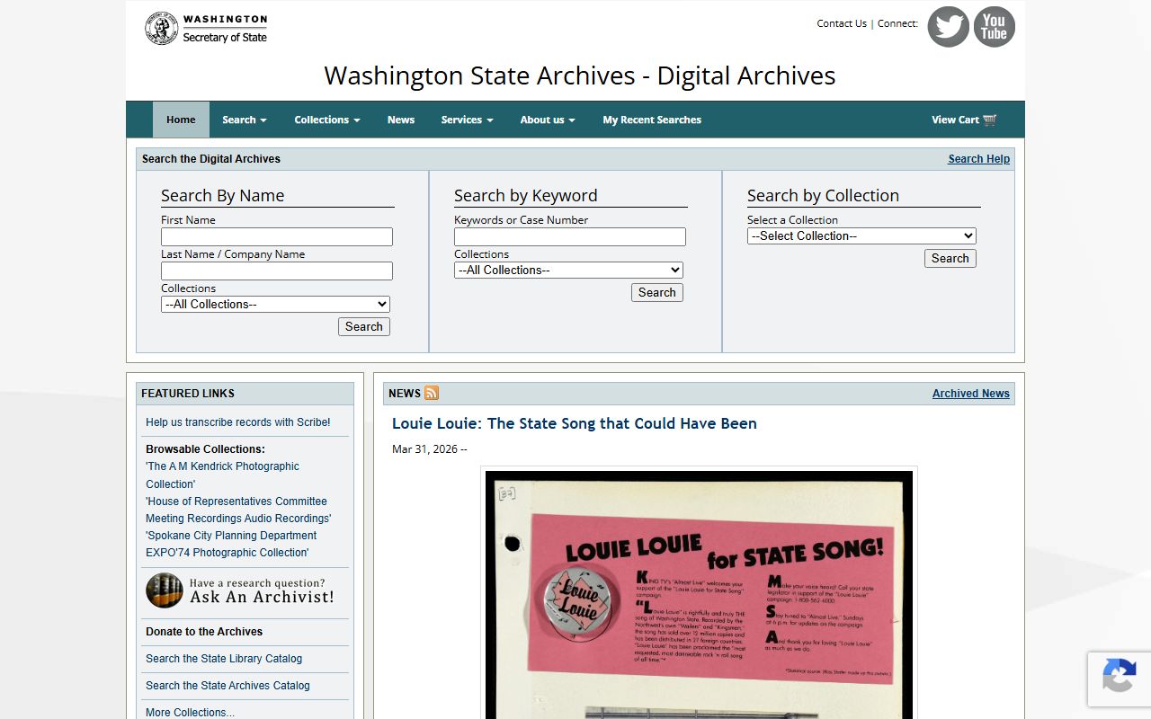 Washington State Digital Archives for historical Benton County divorce records