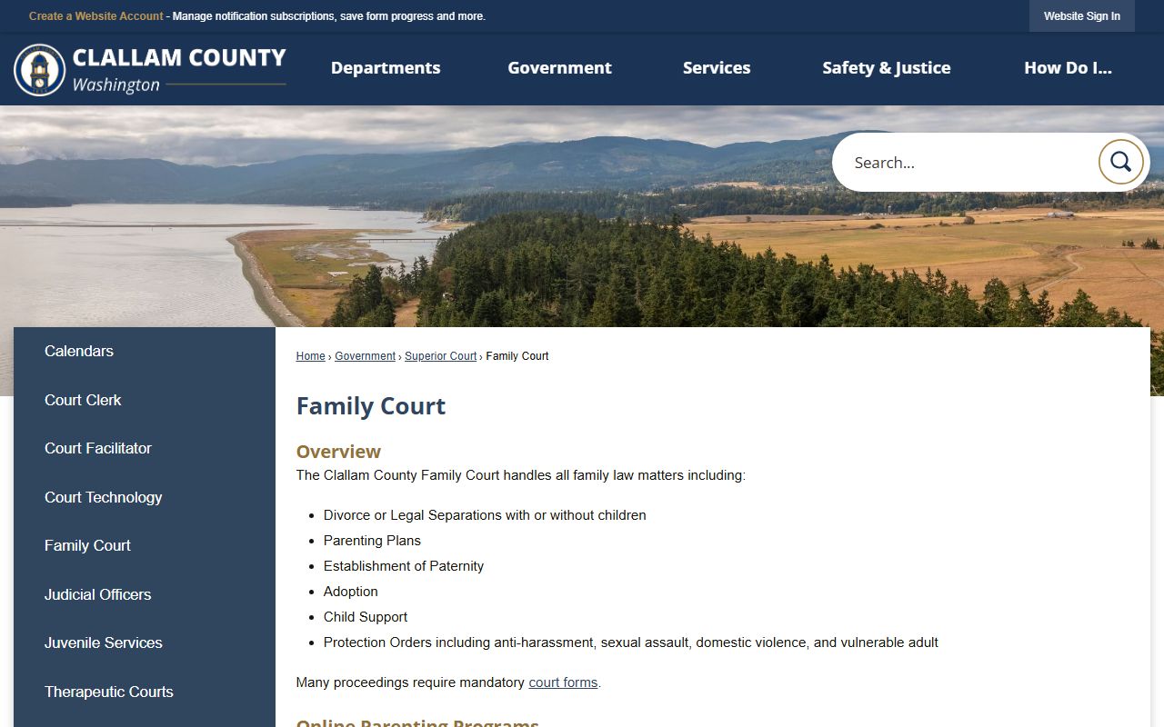 Clallam County Family Court Services divorce records