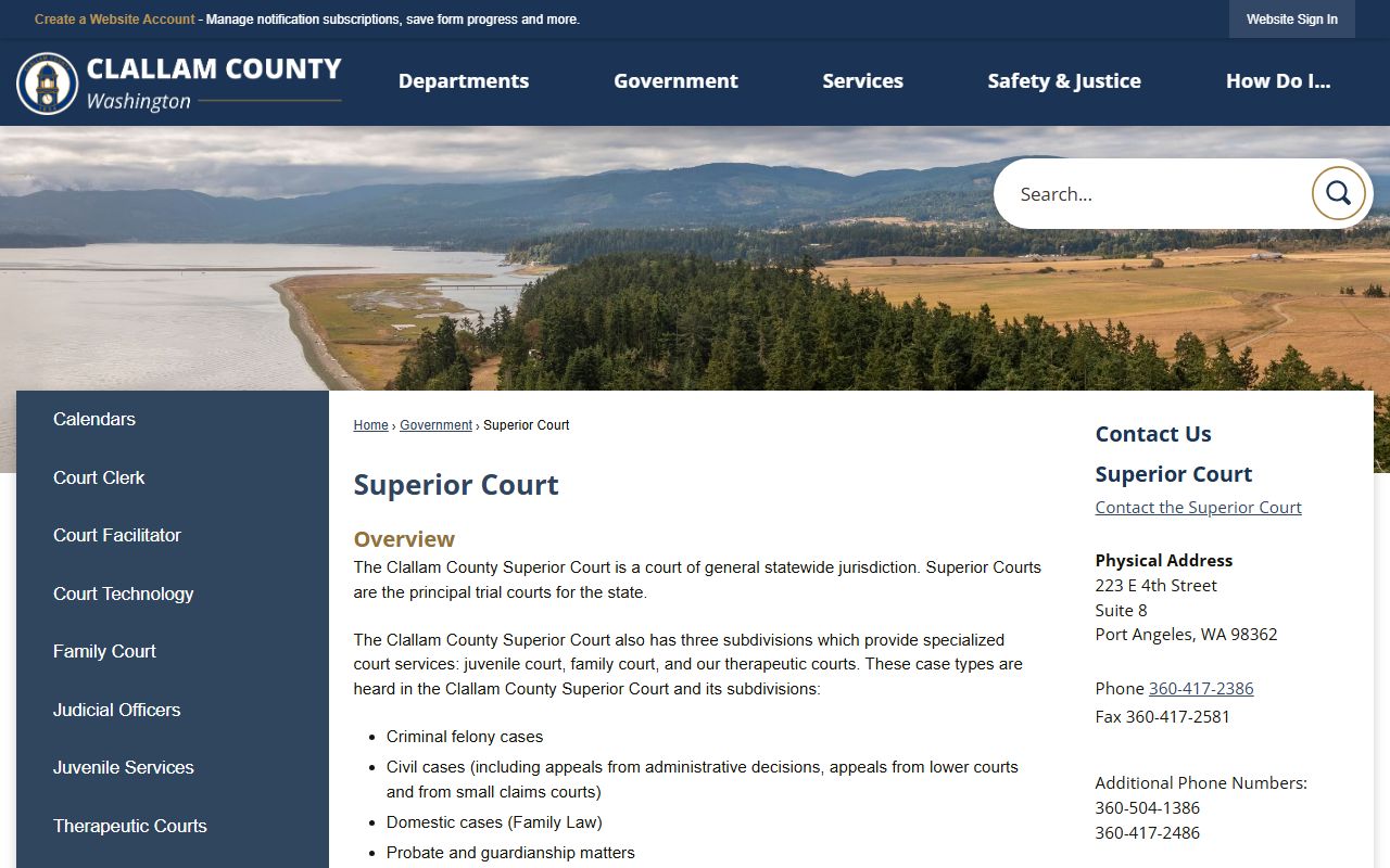 Clallam County Superior Court divorce records Port Angeles