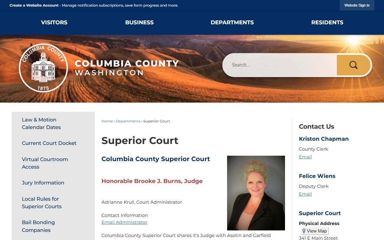 Columbia County Superior Court divorce records Dayton WA