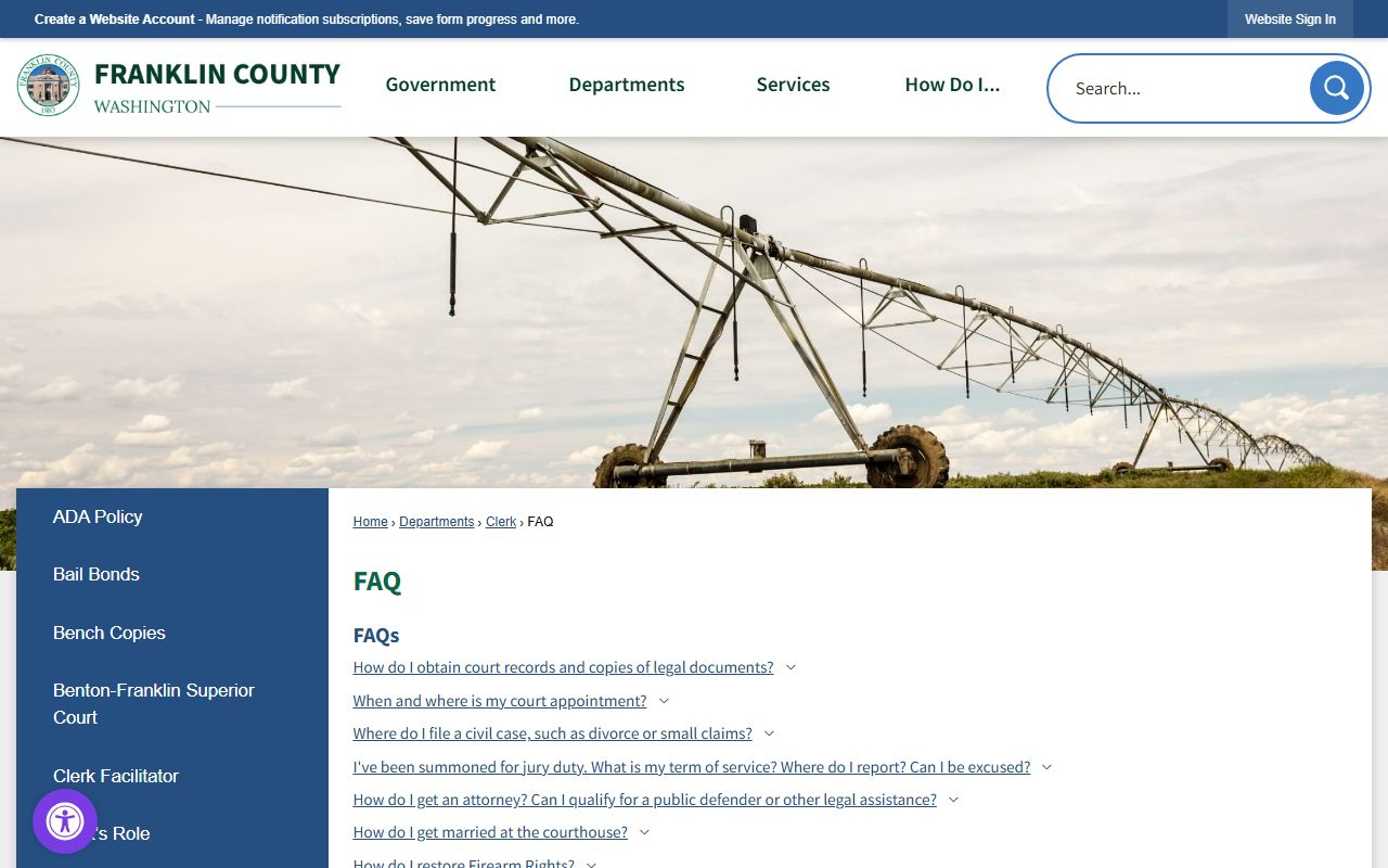 Franklin County FAQ court records divorce records