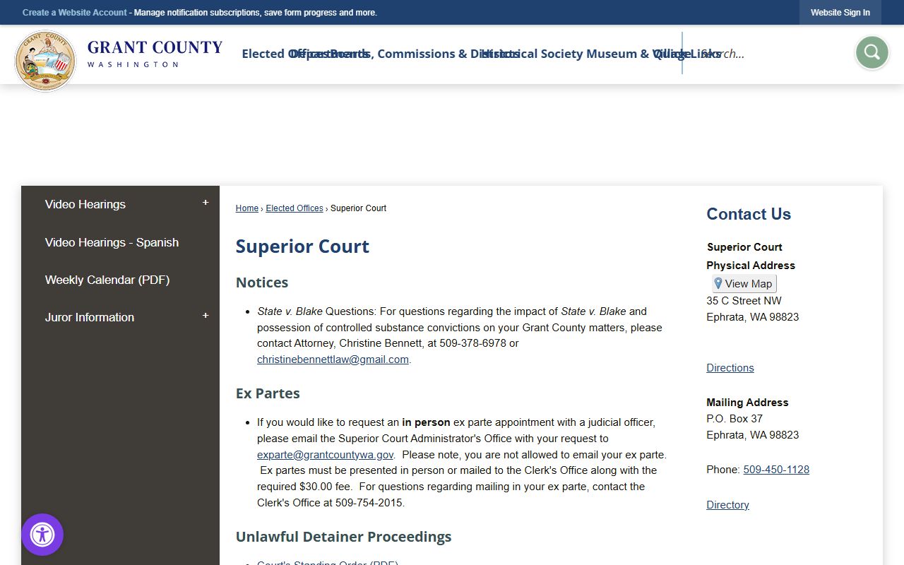 Grant County Superior Court divorce records portal