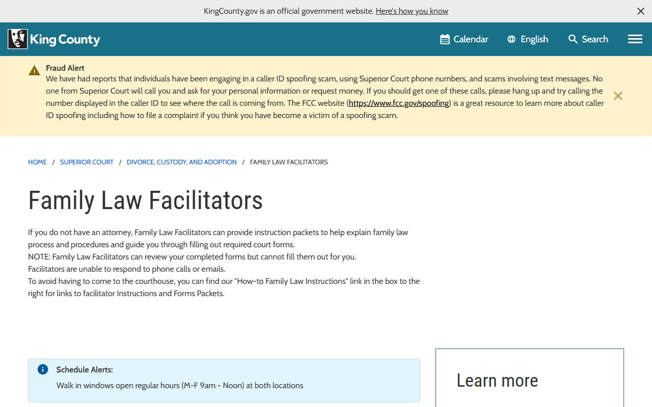 King County Superior Court Family Law Facilitators Bellevue divorce records