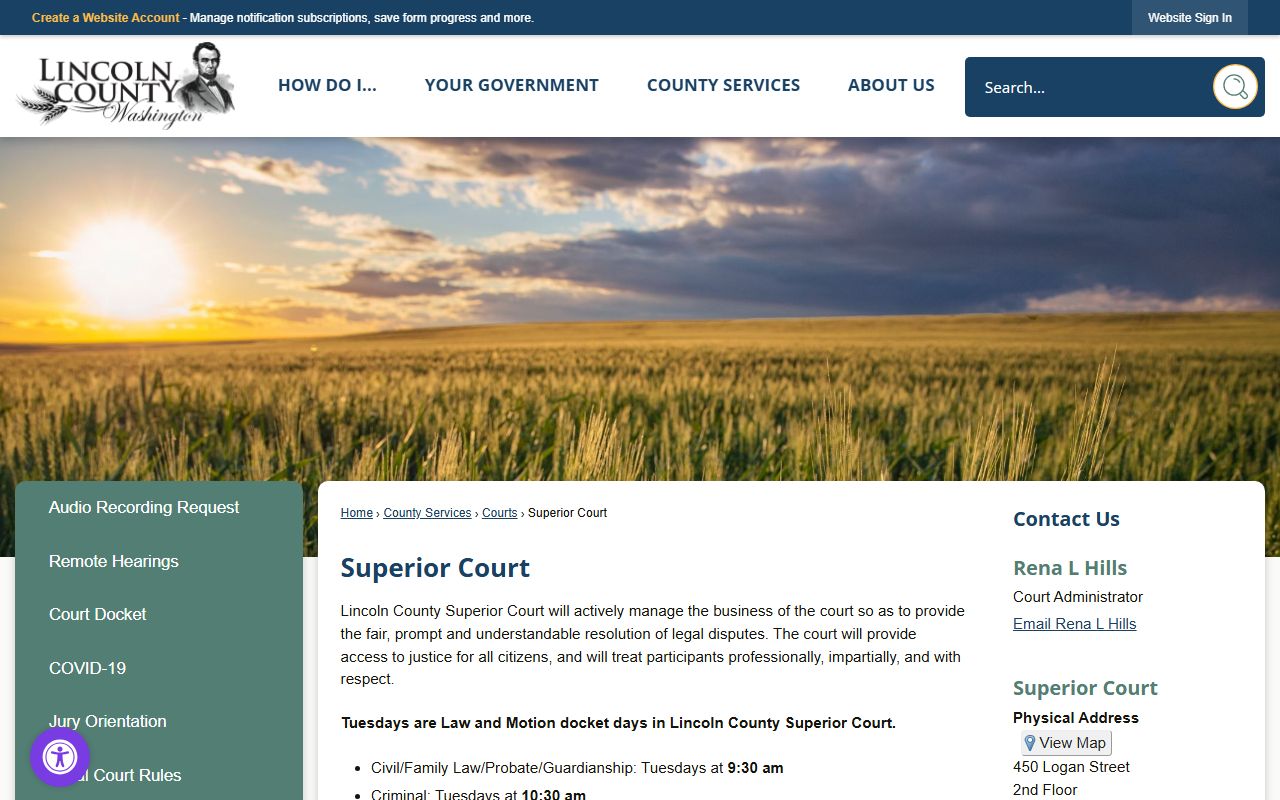 Lincoln County Superior Court Washington divorce records