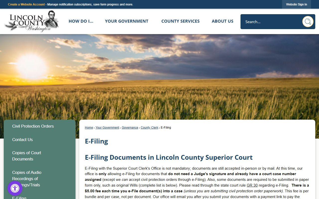 Lincoln County Superior Court docket and family law hearings