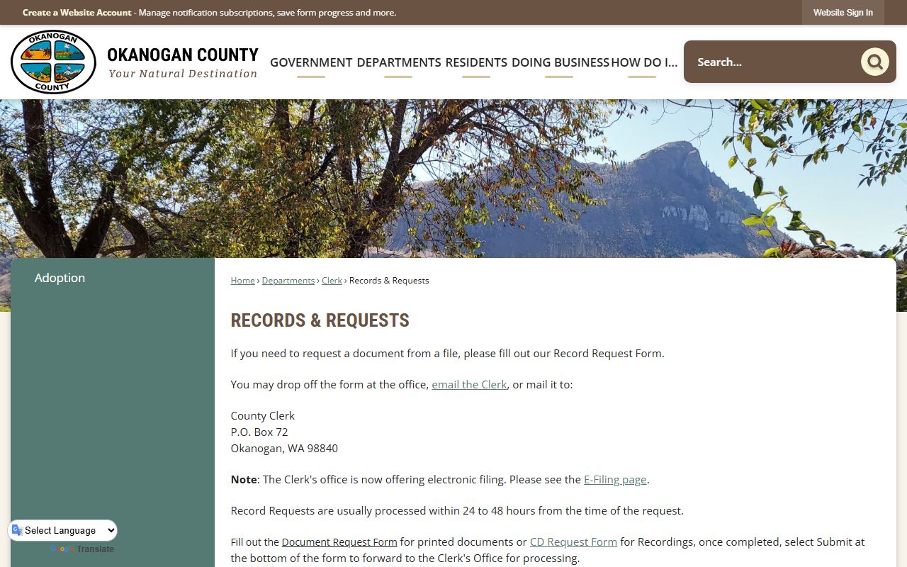 Okanogan County Clerk court records for divorce cases Washington