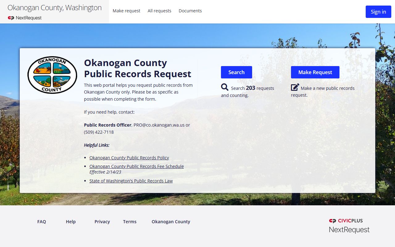 Okanogan County public records request process for divorce documents