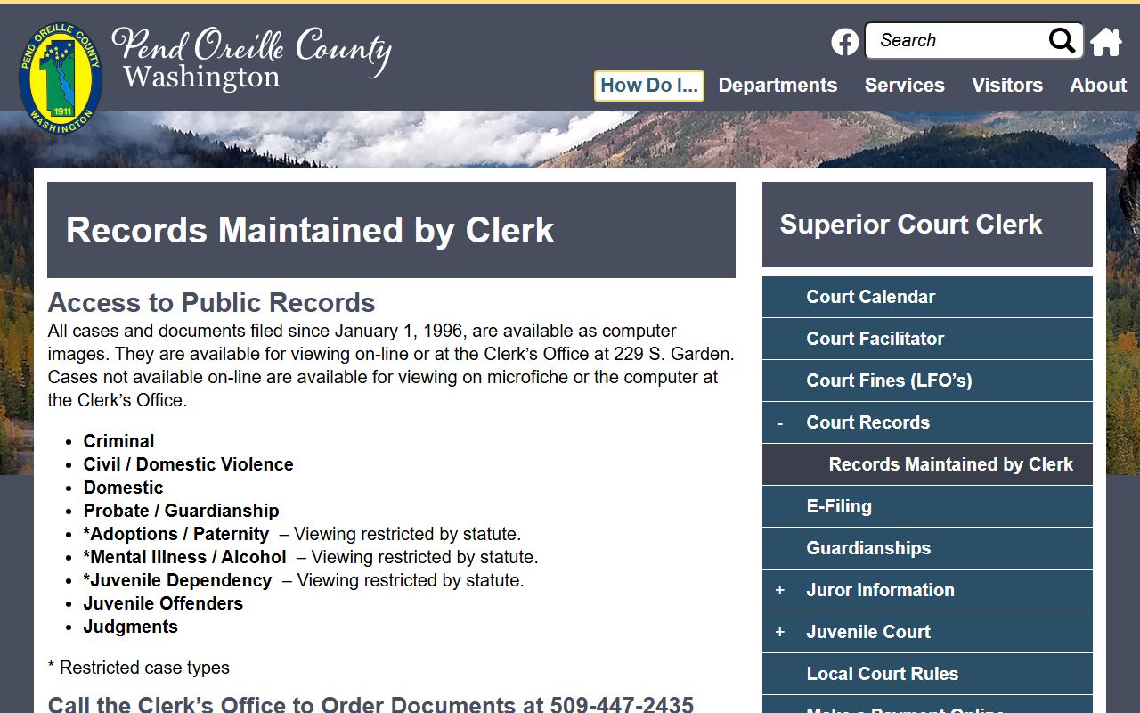 Pend Oreille County records request process for divorce documents