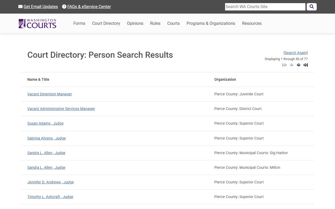 Washington State Courts Pend Oreille County court directory for divorce records