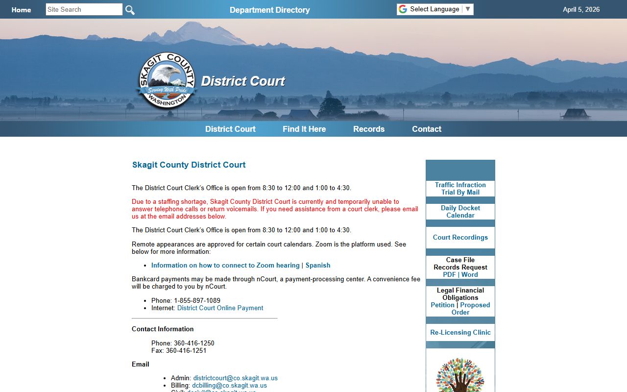 Skagit County District Court records