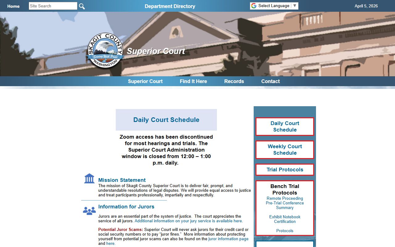 Skagit County Superior Court divorce records
