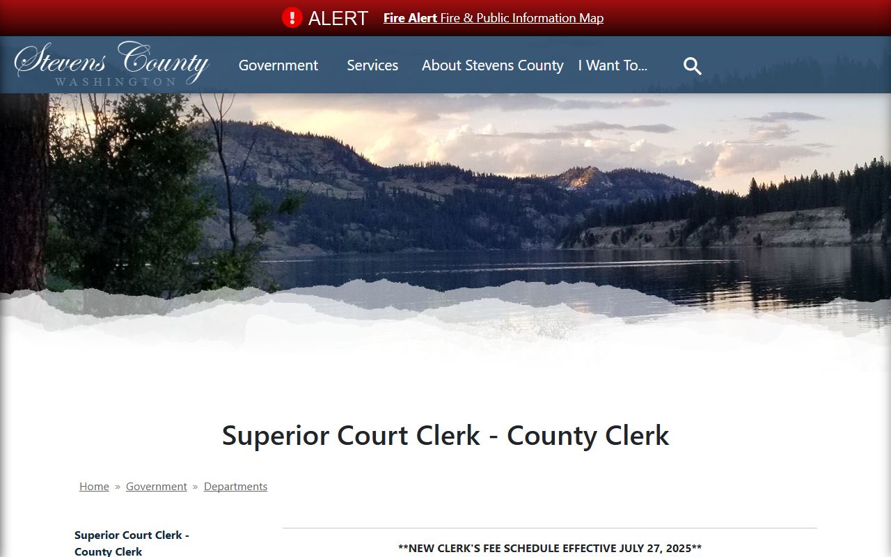 Stevens County Government Superior Court page for divorce records