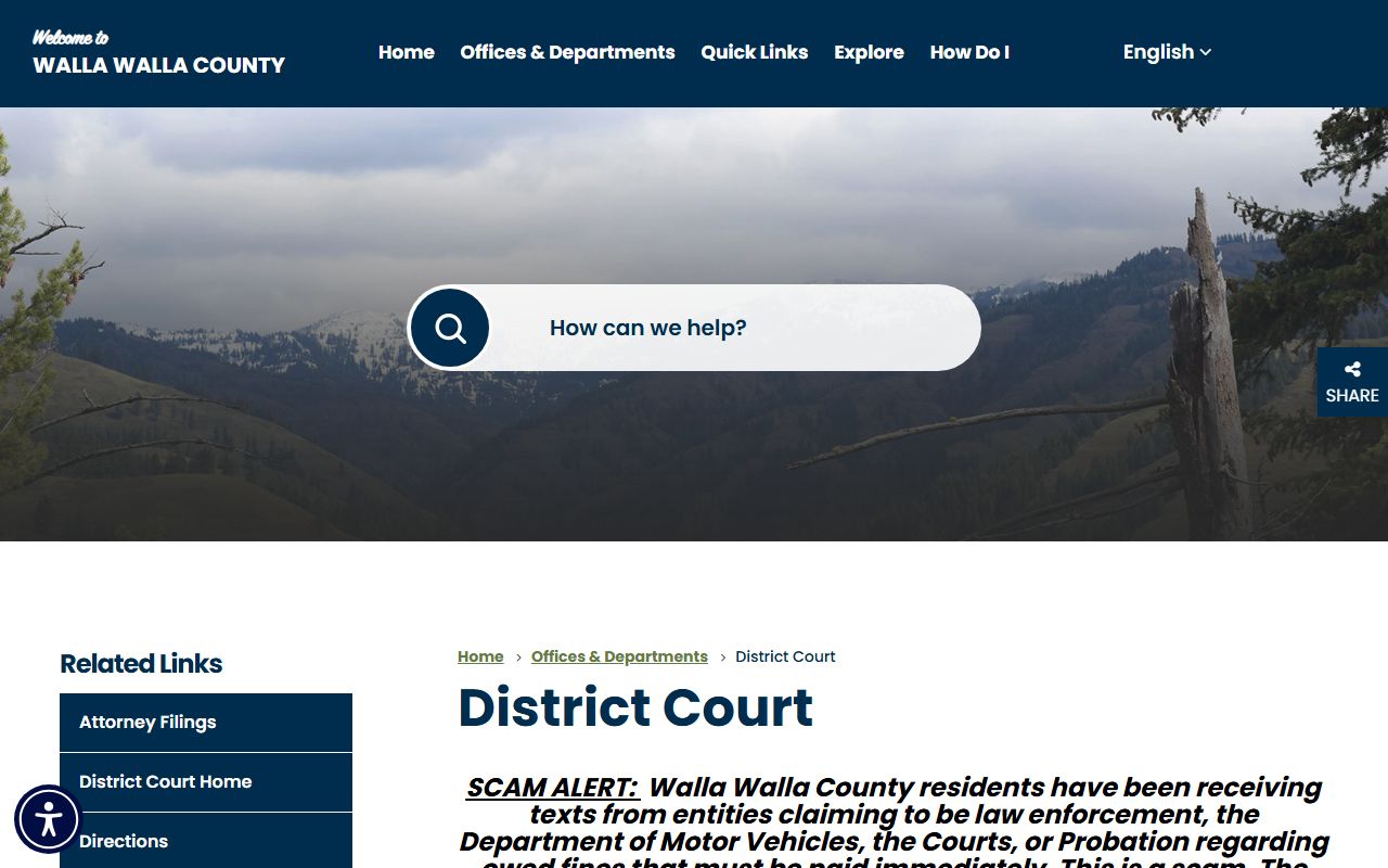 Walla Walla County District Court page